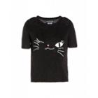 Boutique Moschino Mohair Top With Kitten Embroidery Woman Black Size 38 It - (4 Us)