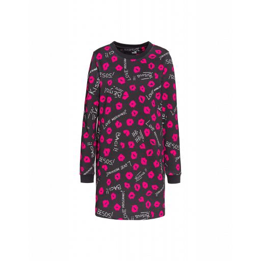 Love Moschino Baci Baci Fleece Dress Woman Black Size 38 It - (4 Us)