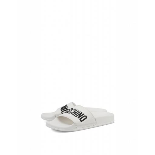 Moschino Logo Pool Slides Man White Size 41 It - (8 Us)