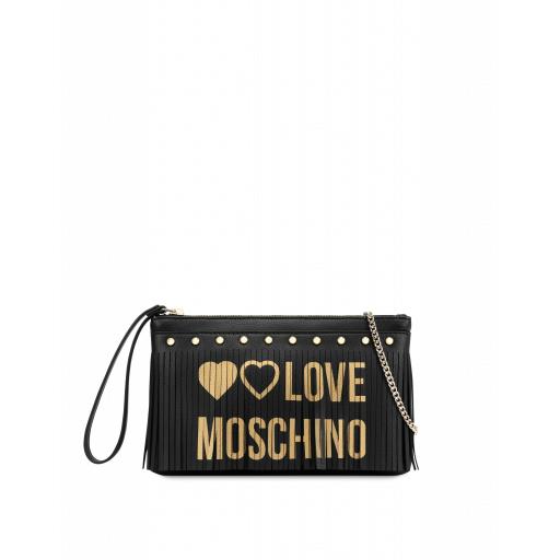 Love Moschino Handbag With Logo And Fringes Woman Black Size U It - (one Size Us)