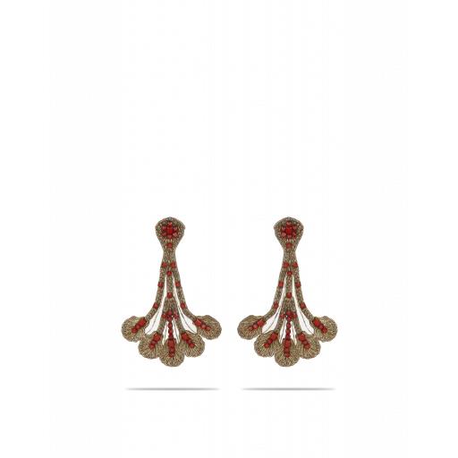Moschino Satin Earrings With Crystals Woman Red Size U It - (one Size Us)