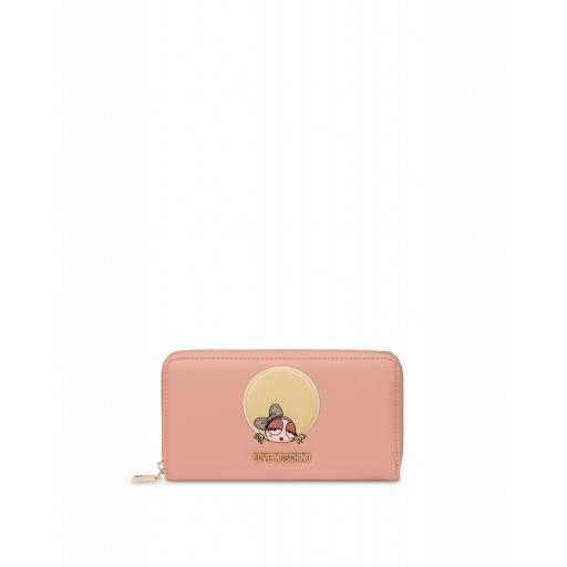 Love Moschino Look At Me Doll Zip Around Wallet Woman Pink Size U It - (one Size Us)