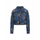 Moschino Dollar Studs Denim Jacket Woman Blue Size 40 It - (6 Us)