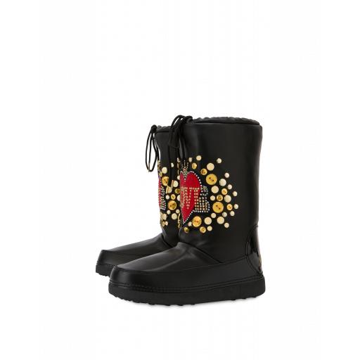 Love Moschino Snow Boots With Gold Buttons Woman Black Size 37-38