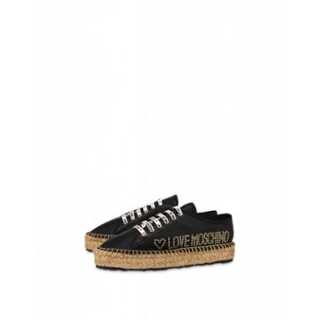 Love Moschino Sneakers In Nappa Leather Stud Logo Woman Black Size 37 It - (7 Us)