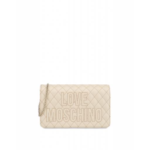 Love Moschino Embroidery Logo Quilted Evening Bag Woman White Size U It - (one Size Us)