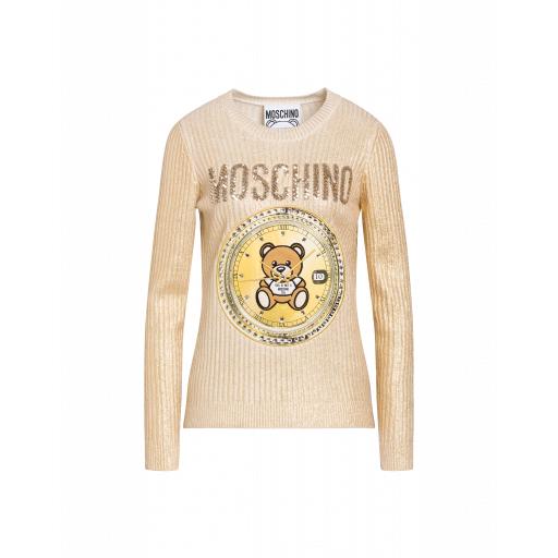 Moschino Teddy Bear Wool And Angora Pullover Woman Gold Size 40 It - (6 Us)