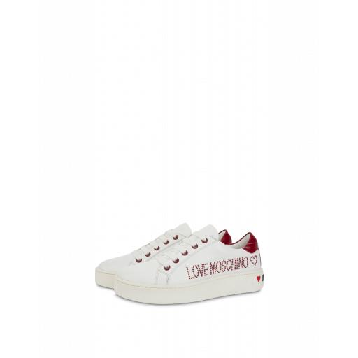 Love Moschino Nappa Calfskin Sneakers With Logo Woman White Size 35