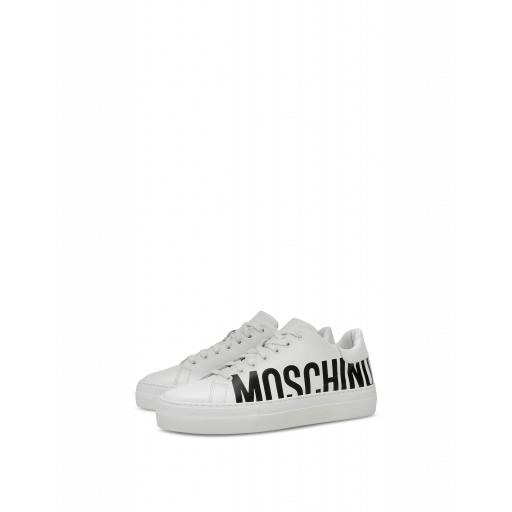 Moschino Leather Sneakers With Logo Man White Size 43