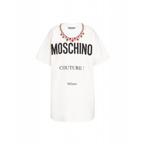 Moschino Interlock Jersey Dress With Necklace Woman White Size 46 It - (12 Us)