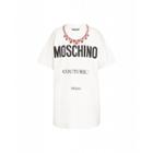 Moschino Interlock Jersey Dress With Necklace Woman White Size 46 It - (12 Us)