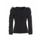 Boutique Moschino Crepe Jacket With Ruffles Woman Black Size 38 It - (4 Us)