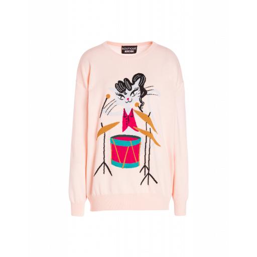 Boutique Moschino Pullover With Musicians Kittens Inlay Woman Pink Size Xs It