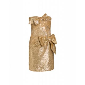 Moschino Sequins Dress With Bows Woman Gold Size 40 It - (6 Us)