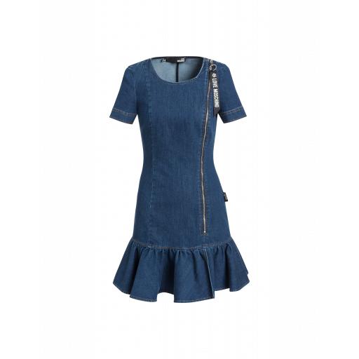 Love Moschino Stretch Denim Dress Woman Blue Size 40 It - (6 Us)