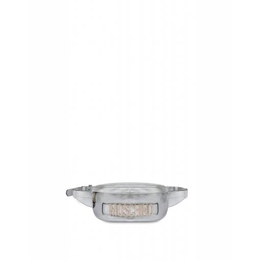 Moschino Laminated Suede Waist Bag With Logo Woman Silver Size U It - (one Size Us)