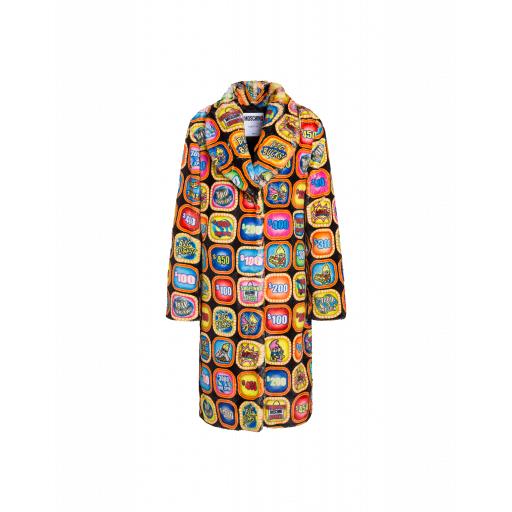 Moschino Trolls Ecofur Coat Woman Multicoloured Size 40 It - (6 Us)