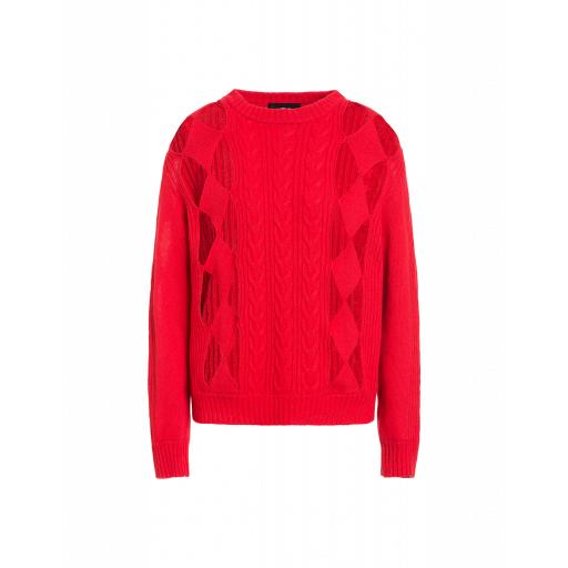 Boutique Moschino Wool And Cashmere Perforated Sweater Woman Red Size 38 It - (4 Us)