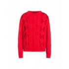 Boutique Moschino Wool And Cashmere Perforated Sweater Woman Red Size 38 It - (4 Us)