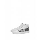 Moschino Leather High Sneakers With Logo Man White Size 40 It - (7 Us)