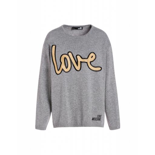 Love Moschino Stockinette Stitch Pullover With Lurex Logo Woman Grey Size 40 It - (6 Us)