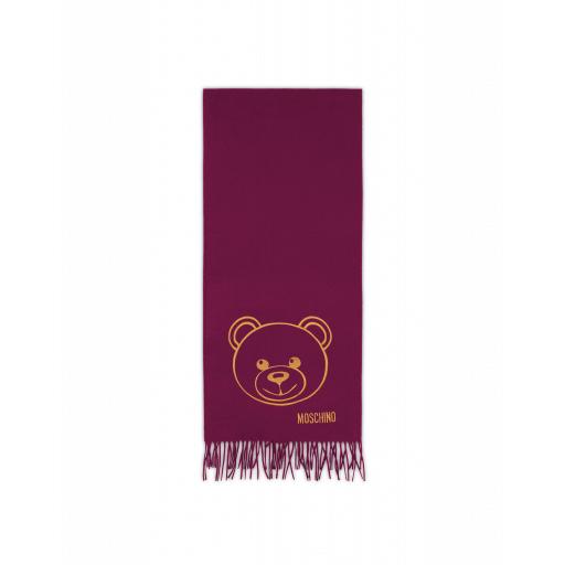 Moschino Teddy Bear Merino Wool Scarf Woman Purple Size Single Size