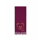 Moschino Teddy Bear Merino Wool Scarf Woman Purple Size Single Size