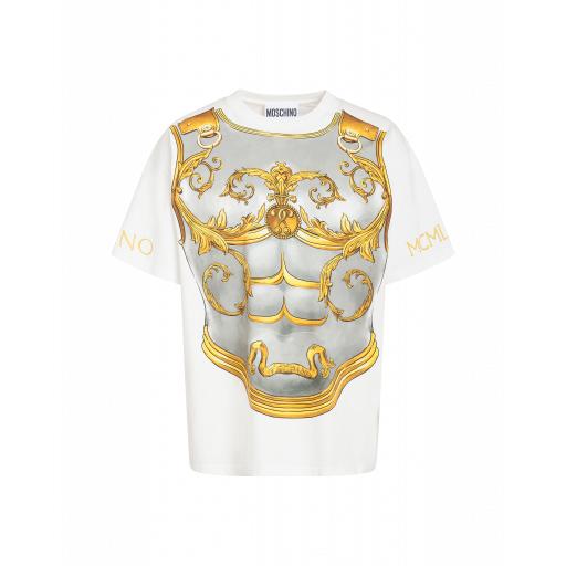 Moschino Roman Print Jersey T-shirt Man White Size M It