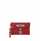 Moschino Teddy Pocket Leather Clutch Woman Red Size U It - (one Size Us)