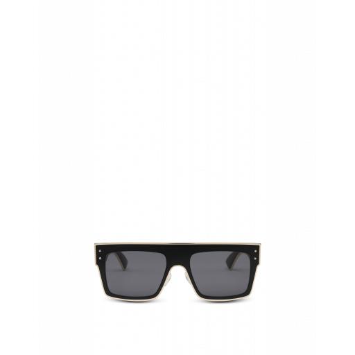 Moschino Square Sunglasses With Gold Profiles Woman Black Size Single Size