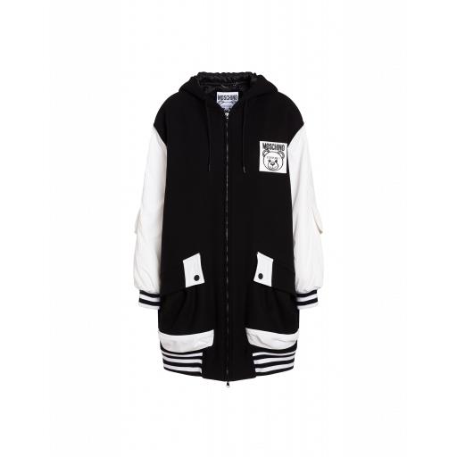 Moschino Teddy Label Long Bomber Woman Black Size 38 It - (4 Us)