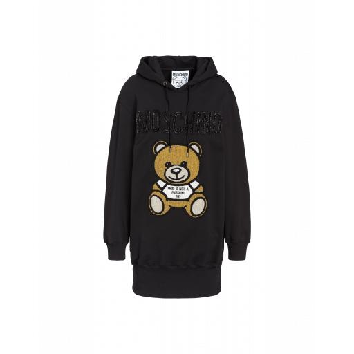 Moschino Teddy Embroidery Fleece Dress Woman Black Size 40 It - (6 Us)
