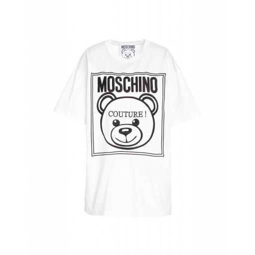 Moschino Teddy Label Jersey T-shirt Woman White Size L It