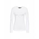 Love Moschino Stretch Jersey T-shirt With Rhinestone Logo Woman White Size 38 It - (4 Us)