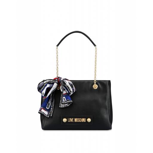 Love Moschino Shoulder Bag With Foulard Woman Black Size U It - (one Size Us)