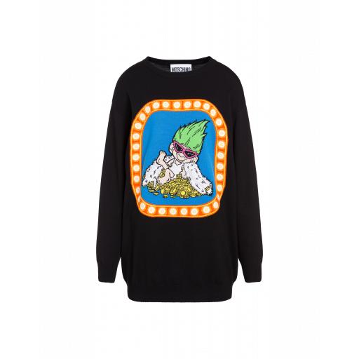 Moschino Trolls Wool Dress Woman Black Size Xl It