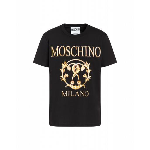 Moschino Roman Double Question Mark Jersey T-shirt Man Black Size 56 It - (46 Us)