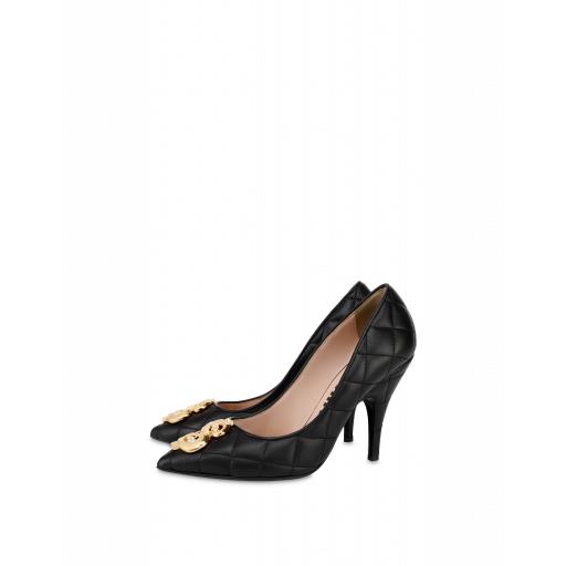 Moschino Dollar Stud Quilted Pumps Woman Black Size 37 It - (7 Us)