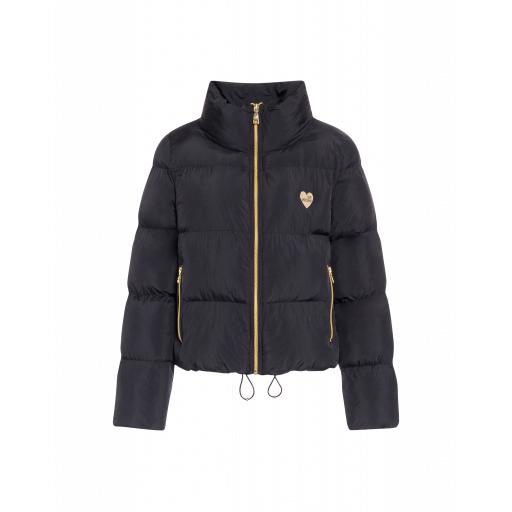 Love Moschino Nylon Down Jacket With Heart Woman Black Size 38 It - (4 Us)