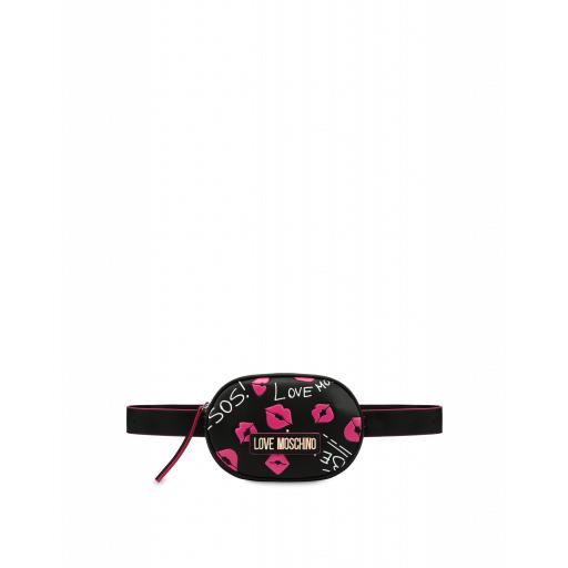Love Moschino Baci Baci Waist Bag Woman Black Size U It - (one Size Us)