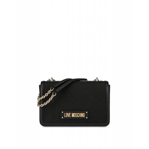 Love Moschino Jacquard Logo Shoulder Bag Woman Black Size U It - (one Size Us)