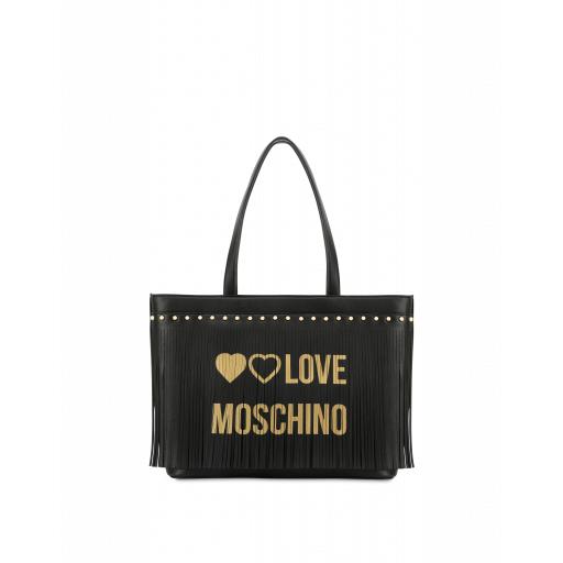 Love Moschino Shopper With Logo And Fringes Woman Black Size Single Size