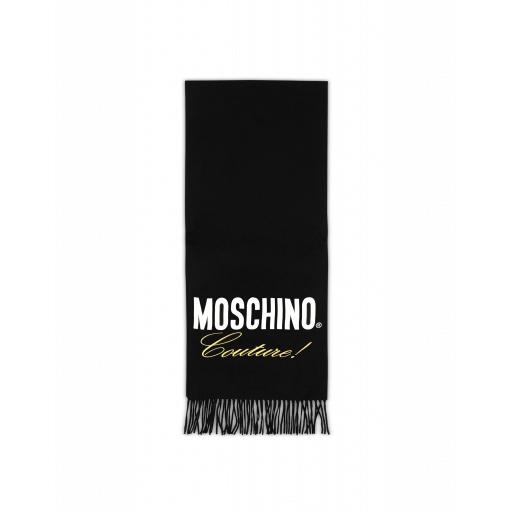 Moschino Moschino Couture Merino Wool Scarf Woman Black Size Single Size