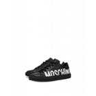 Moschino Leather Sneakers With Logo Print Woman Black Size 35 It - (5 Us)