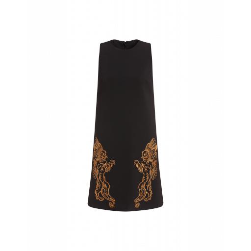 Moschino Mythological Creatures Crepe Dress Woman Black Size 38 It - (4 Us)
