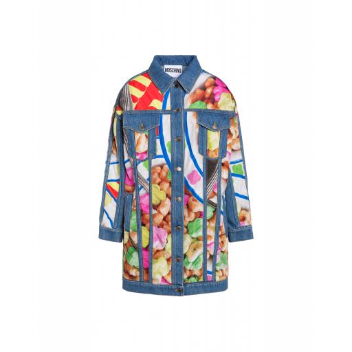 Moschino Packaging Print Denim Jacket Woman Multicoloured Size 38 It - (4 Us)
