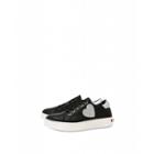 Love Moschino Leather Sneakers With Rhinestone Heart Woman Black Size 35