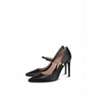 Moschino Leather Mary Jane With Mini Lettering Logo Woman Black Size 36 It - (6 Us)