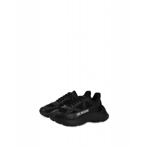Love Moschino Mesh Sneakers With Heart Woman Black Size 36