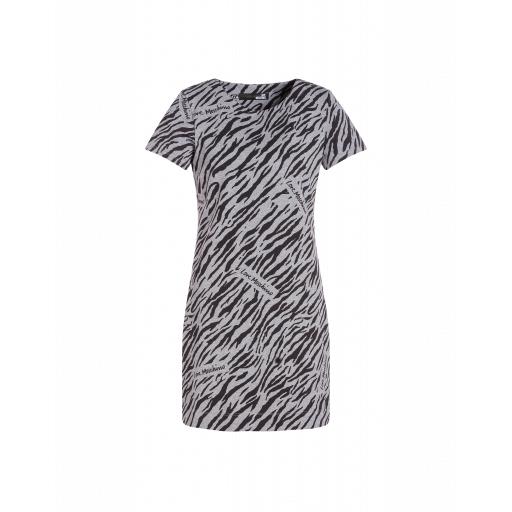Love Moschino Animal Print Stretch Fleece Dress Woman Grey Size 38 It - (4 Us)
